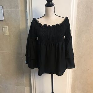 JW Style Black Off the Shoulder Blouse NWT